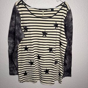 Maison Scotch Amsterdams Blauw Icon Tee Long Sleeve Stripe Star Size 3 L?